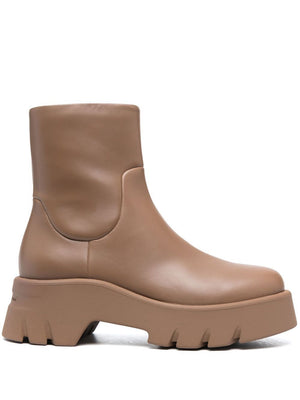 女士棕色皮革冬季靴子 - FW22系列