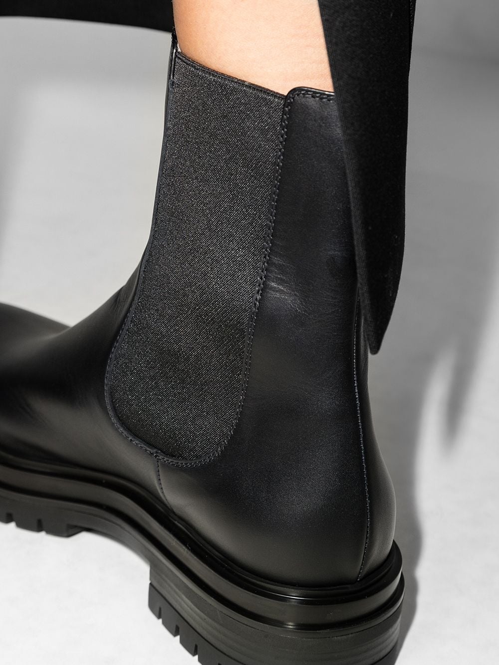 GIANVITO ROSSI Black Leather Chelsea Boots for Women