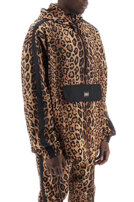 DOLCE & GABBANA Leopard Print Nylon Oversized Anorak for Men