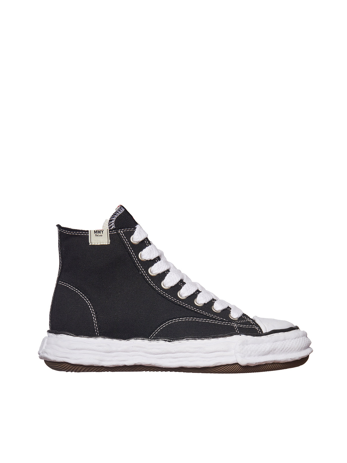 Black Leather High-Top Sneakers for Men