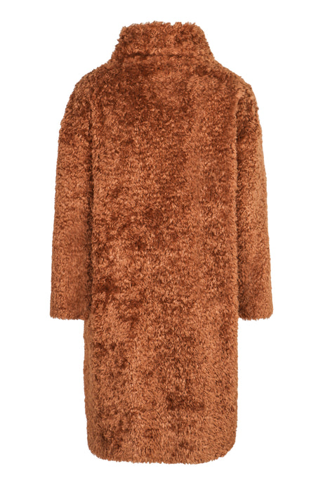 HERNO Chic Camel Faux Fur Jacket with Dual Pockets