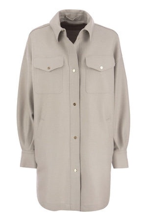 Stylish and Versatile Women's Boiled Wool Resort Shirt in Sophisticated White