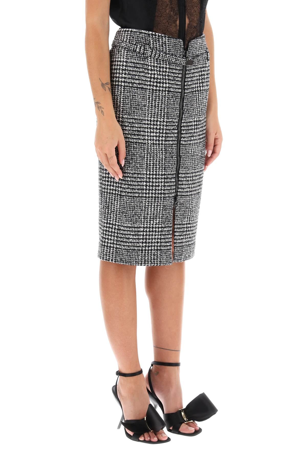 TOM FORD Multicolor Houndstooth Skirt with Coordinated Waist Belt