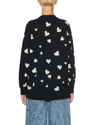 MARNI Cozy Black Knit Cardigan with Heart Design