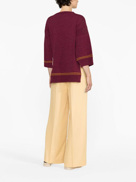MARNI Women's Burgundy Logo Knit Sweater in Warm Fall Colors