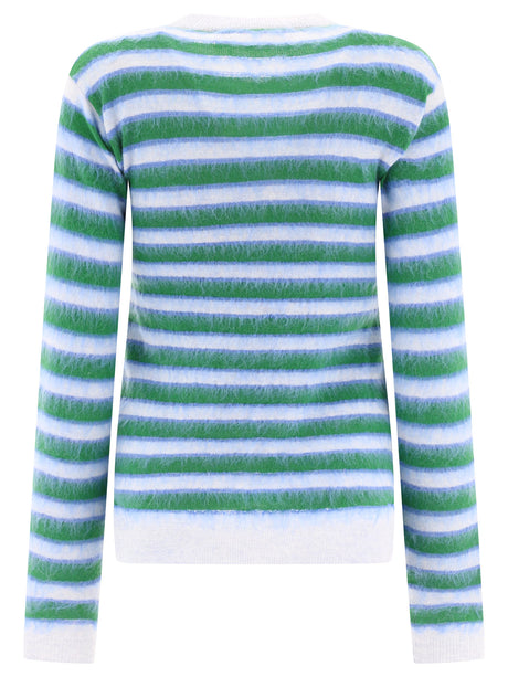 MARNI Striped Mohair Sweater in Light Blue for Women (FW24)
