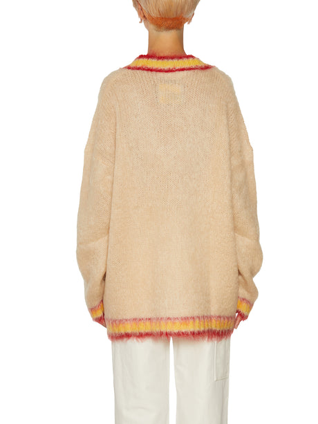 MARNI Cozy and Chic Women's Mohair V-Neck Sweater in Beige - FW23 Collection