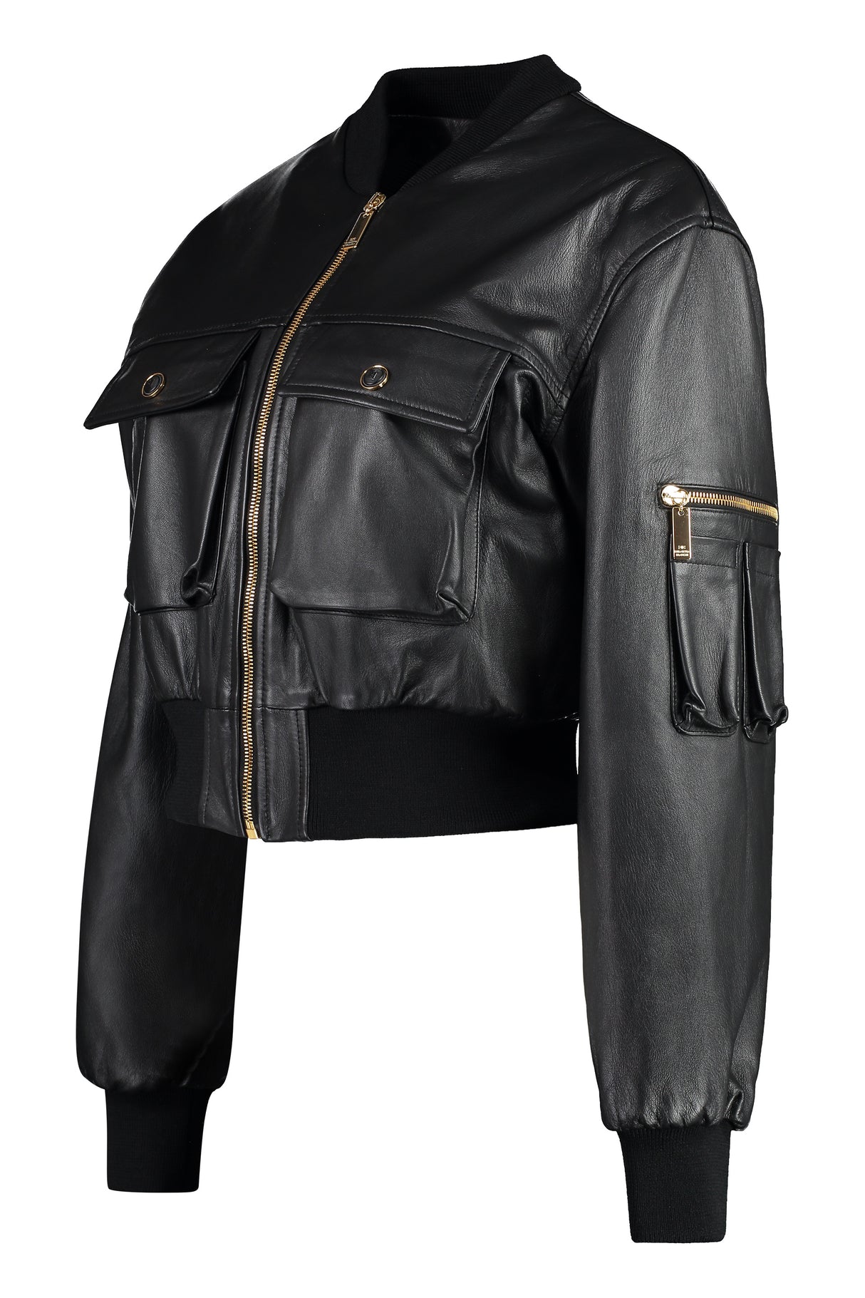 ELISABETTA FRANCHI Stylish Black Bomber Jacket for Women in SS24