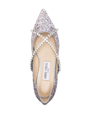 JIMMY CHOO Sparkling Silver Ballerinas for Women - SS24 Collection