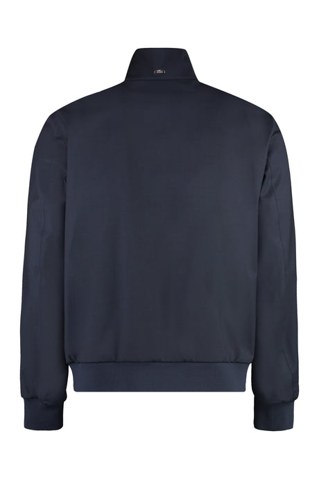HERNO Navy Wool Layered Bomber Jacket for Men - SS24 Collection