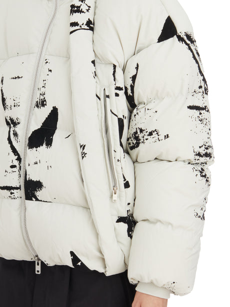 Y-3 Asymmetrical Zip White Puffer Jacket for Women