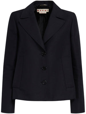 女性黑色單排扣純棉西裝外套 - SS24系列