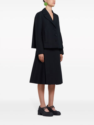 Áo khoác dạ cổ điển đen, dành cho phụ nữ - Bộ sưu tập SS24