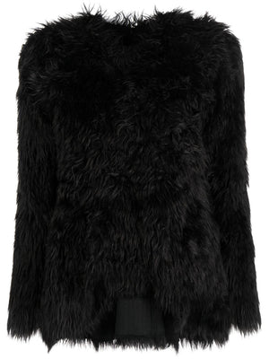 Women's Long-Sleeved Faux-Fur Top in Black