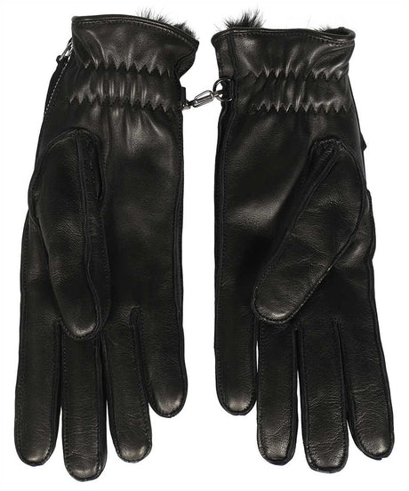 DSQUARED2 Black Leather Gloves with Side Zippers for Women