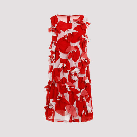 COMME DES GARÇONS Floral-Appliqué Dress - Red