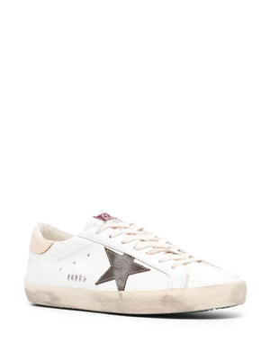 White Leather Distressed Trainers for Men