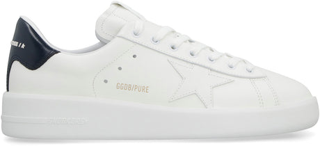 GOLDEN GOOSE Men's White Leather Sneakers with Iconic Star Patch and Contrasting Heel Insert