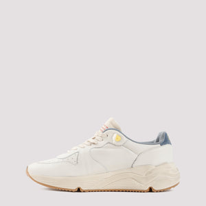White Low Leather Trainers for Men: Lace-up, Vintage-inspired, Rubber Sole