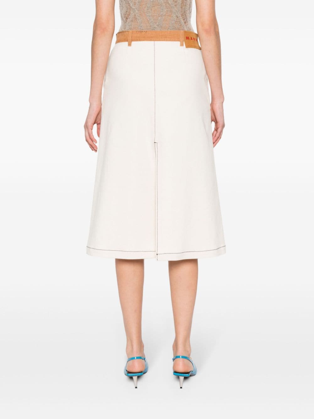 MARNI Elegant Beige Skirt with Camel Belt for Women