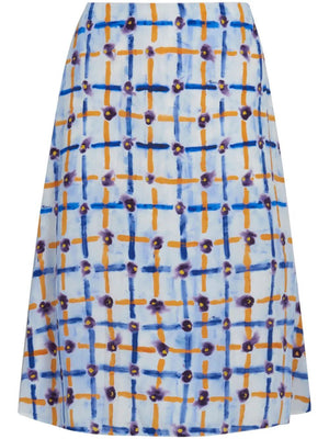 MARNI Saraband Print Midi Skirt in Blue for Women - SS24 Collection