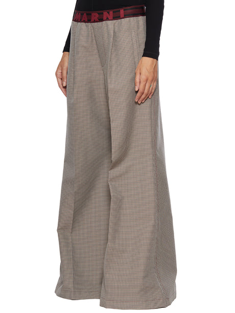 MARNI Modern Grey Trousers with Logo Waistband and Flared Legs for Women