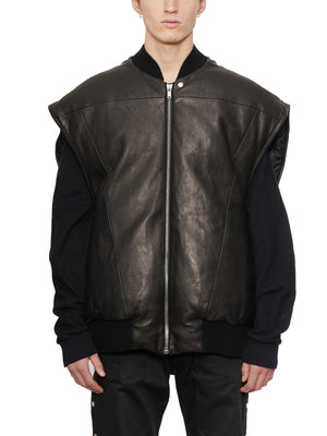 男士豪华黑色皮夹克 - 来自FW23设计师外套系列