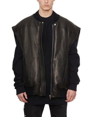男士豪华黑色皮夹克 - 来自FW23设计师外套系列