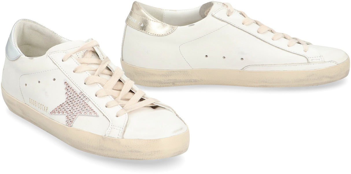 Giày Sneakers da trắng và bạc cho phụ nữ