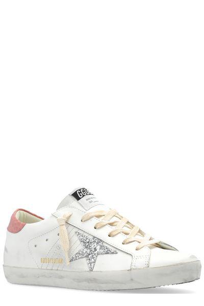 GOLDEN GOOSE Chic Distressed Leather Sneakers with Glitter Star