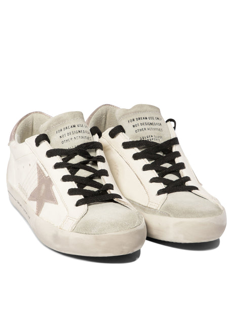 GOLDEN GOOSE Super-Star Vintage Sneaker with Pink Star and Silver Accent