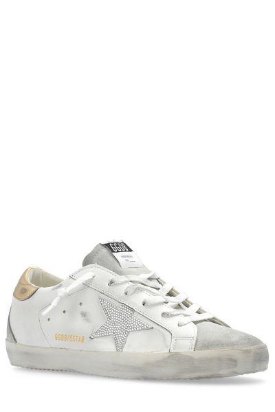 白色金色水晶细节女士运动鞋 - FW24