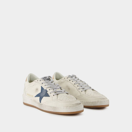 GOLDEN GOOSE Chic Ball Star White and Smoke Blue Leather Sneakers