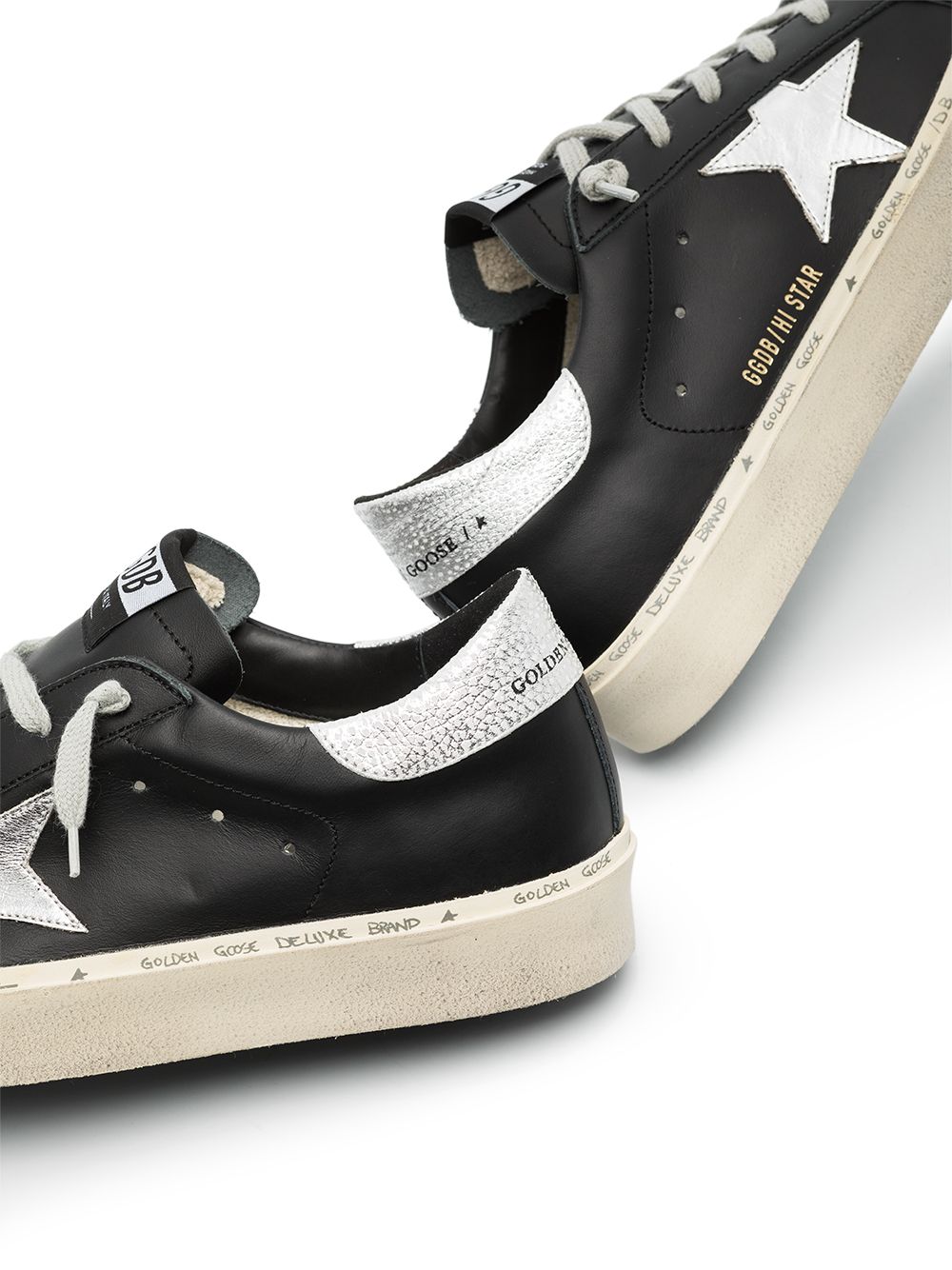 GOLDEN GOOSE Black Leather Hi Star Low-Top Flatform Sneakers for Women