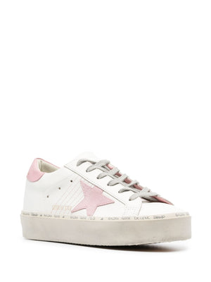 Women's White Distressed Platform Sneakers by Golden Goose