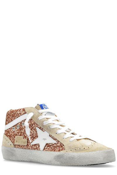 GOLDEN GOOSE Peach Pearl White Mid Star Sneakers