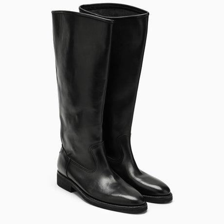 Classic Black Leather High Boot for Women
