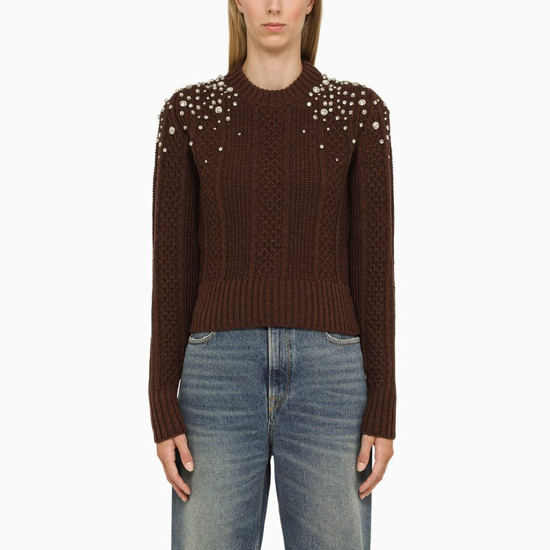 GOLDEN GOOSE Sassfras Wool Sweater with Rhinestones for Women | FW23 Collection