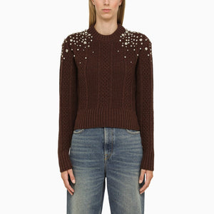 GOLDEN GOOSE Sassfras Wool Sweater with Rhinestones for Women | FW23 Collection