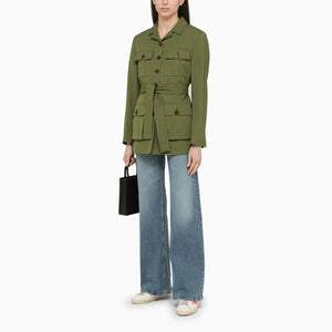 GOLDEN GOOSE Women's Green Single-Breasted Jacket with Belt for SS23
