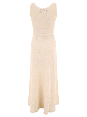 GOLDEN GOOSE Elegant Beige Crochet Dress for Women - SS24 Collection