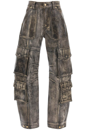 GOLDEN GOOSE Vintage Nappa Leather Cargo Pants in Brown for Women
