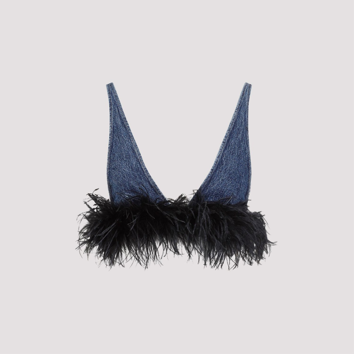 Blue Feather Cotton Top | MIU MIU SS24 Collection