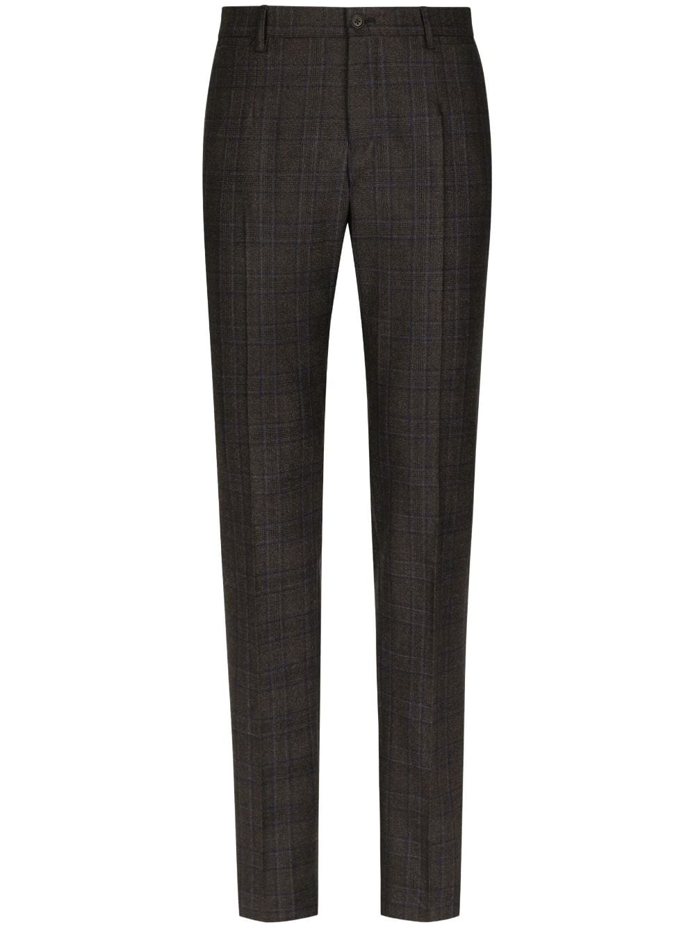 DOLCE & GABBANA Men's Check Wool Trousers in Brown