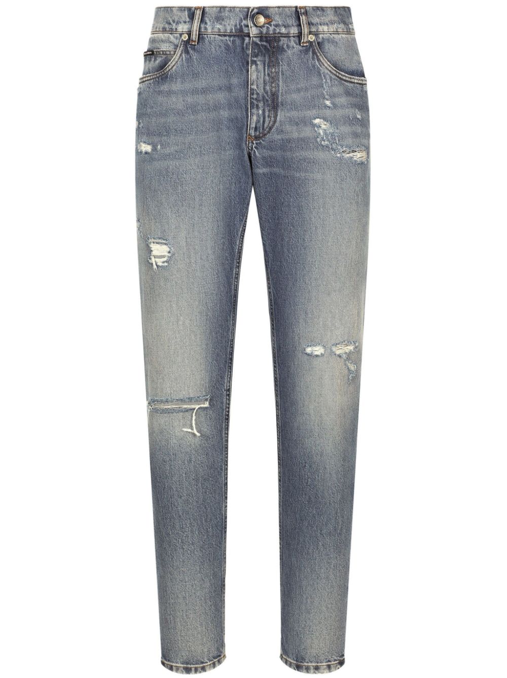Quần jean straight-leg cotton nhẹ màu xanh nhạt cho nam