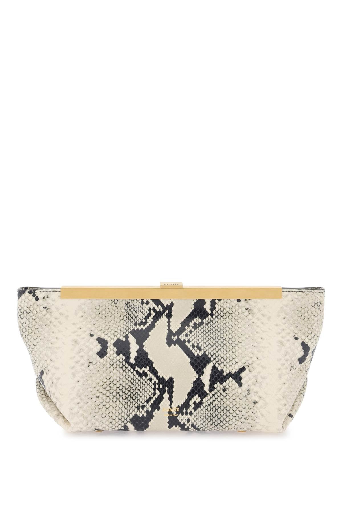 KHAITE Neutral Python Leather Clutch with Magnetic Closure