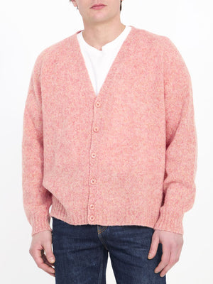 LOEWE Men's Pink and Yellow Wool Cardigan for SS24