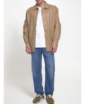 Beige Lambskin Puzzle Collar Shirt - SS23 Collection