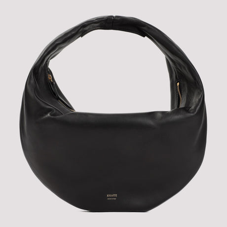 KHAITE Olivia Medium Black Leather Hobo Shoulder Bag