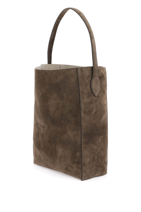 KHAITE Brown Suede Hobo Handbag with Removable Pouch for Women